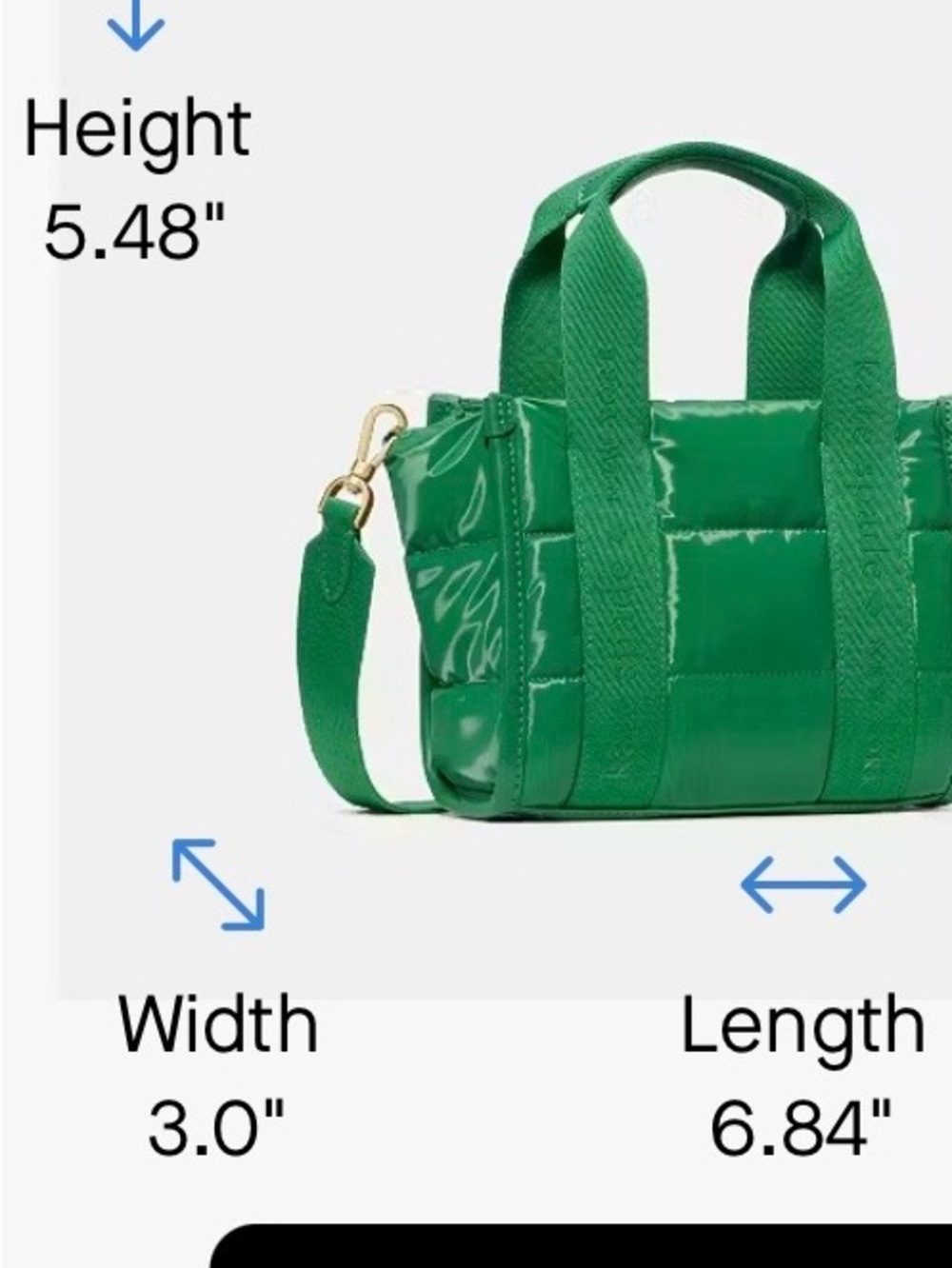 NEW kate spade Kip Puffy Fabric Quilted Mini Tote Bag - Green Bean KM668 - Picture 9 of 11